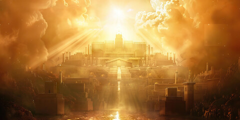 the new jerusalem: the city of god descending from heaven - picture a scene where the new jerusalem 