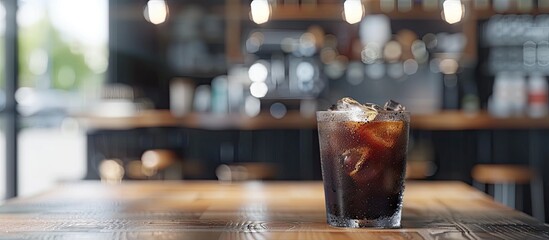 Aufkleber - Iced black coffee on a table in a cafe. with copy space image. Place for adding text or design