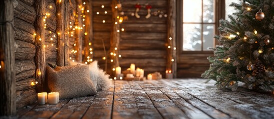 Poster - rustic winter holiday backdrop. with copy space image. Place for adding text or design