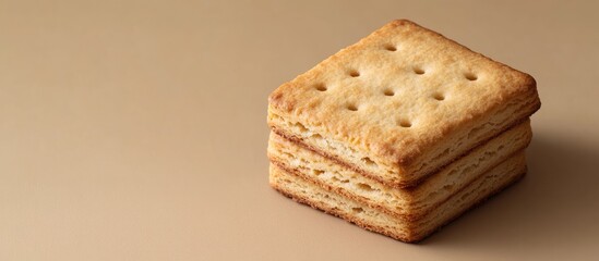 Fototapete - A standard bourbon biscuit set against a plain background. with copy space image. Place for adding text or design