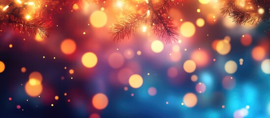 Aufkleber - Abstract blurred background representing the holiday season New Year and Christmas Blurred bokeh garland Copyspace