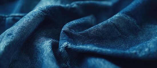 Poster - Denim textured background Close up of blue jeans fabric pattern Indigo material with copy space for fashion clothing