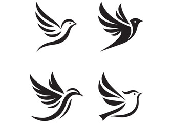 Wall Mural - bird logo design vector, flying bird logo vector illustration in simple hand drawn, bird logo design