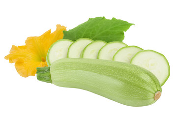 Wall Mural - zucchini or marrow isolated on white background with full depth of field