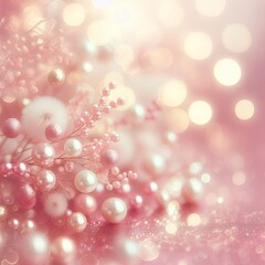 Canvas Print - Festive background with bokeh defocused lights and pink beads