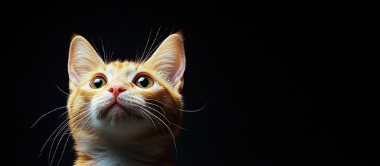 Aufkleber - adorable red and white cat. with copy space image. Place for adding text or design