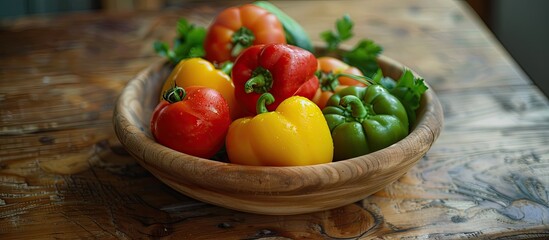 Canvas Print - vegetables on a wooden table. with copy space image. Place for adding text or design