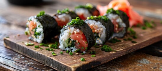 Aufkleber - Seafood and nori rice. with copy space image. Place for adding text or design