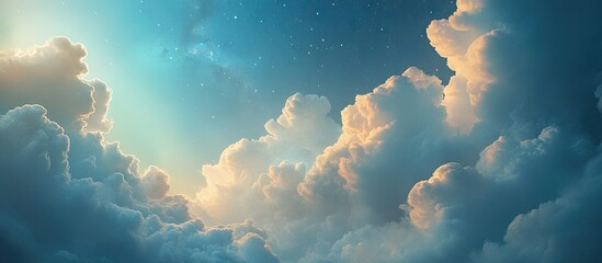 Aufkleber - Creative background of clouds and a starry sky Unique wallpaper. with copy space image. Place for adding text or design