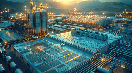 Aufkleber - A comprehensive visual representation of a solar energy system project progressing through its key stages, Engineering, Procurement, and Construction. Generative AI.
