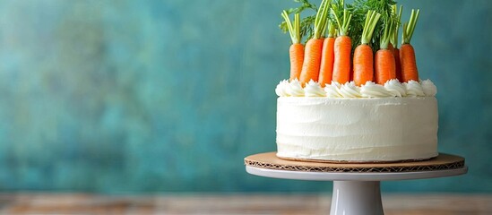 Poster - cakes adorned with fresh carrots. with copy space image. Place for adding text or design