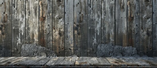 Leinwandbilder - Concrete wall and weathered wood. with copy space image. Place for adding text or design