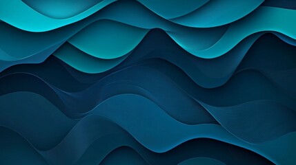 Poster - Abstract Blue Wave Pattern Background - An abstract background featuring a pattern of overlapping blue waves, symbolizing flow, movement, depth, rhythm, and tranquility.