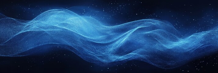 Poster - abstract blue wave with glittering dust particles - a mesmerizing abstract background featuring a fl