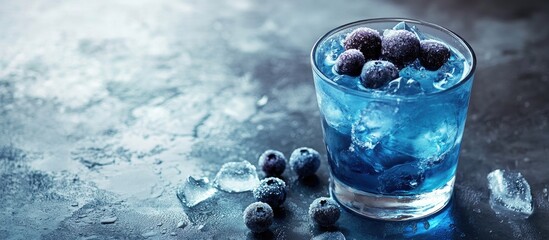 Fototapete - Blue Jack Frost cocktail in a glass Toned Selective focus. with copy space image. Place for adding text or design