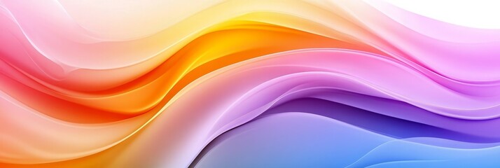 Poster - Abstract Colorful Waves Background - A vibrant abstract background with flowing waves of orange, yellow, pink, purple, and blue colors.