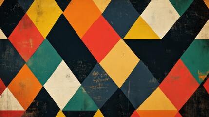 Poster - Abstract Geometric Pattern in Vibrant Colors - This image depicts a dynamic and abstract geometric pattern. The use of vibrant colors and contrasting shapes creates a visually stimulating and captivat