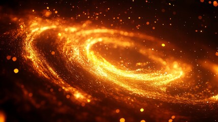 Poster - abstract golden spiral of light and energy - a mesmerizing swirling abstract of gold light and energ