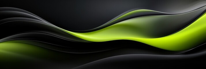 Poster - abstract green and black waves - an abstract design featuring flowing, vibrant green and black waves