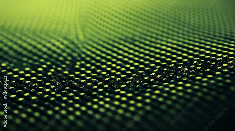 Abstract Green Grid Pattern Background - A close-up photo of a textured surface with a grid pattern, symbolizing technology, structure, repetition, detail, and design.