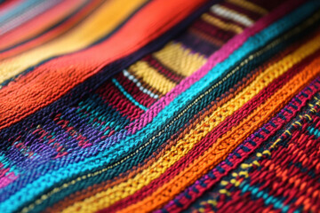 colorful knitted wool fabric showing a traditional textile pattern, celebrating indigenous people da