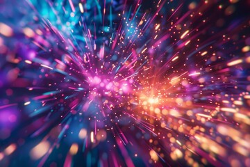 Poster - Abstract background with colorful streaks of light forming a tunnel