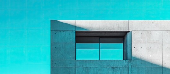 Poster - Two arched concrete facade walls on the upper part of a vintage house against a blue sky captured in a vertical frame showcasing exterior architecture in a minimalist street style