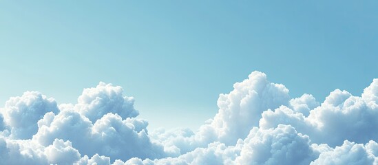 Poster - Cloudscape against a blue sky backdrop Fluffy cumulus clouds in white and grey with an empty sky providing copy space for a card template