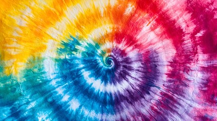 Wall Mural - Vibrant Colorful Spiral Tie-Dye Psychedelic Abstract Art Background with Fractal Pattern and