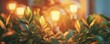 © Aris Suwanmalee - Warm light bulbs glow amidst lush green foliage.