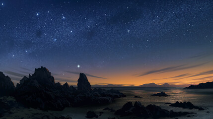 Wall Mural - a beautiful night sky with a large star in the middle