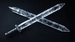 © Aris Suwanmalee - Two crystal swords crossed on a black background.