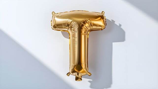 A real T made out of a golden balloon