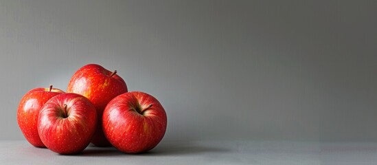 Canvas Print - Fresh red apples perfect for salads or juices and more set against a gray background to enhance the copy space image