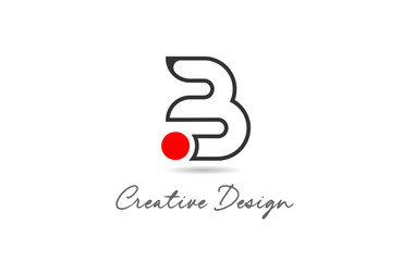 Sticker - B letter alphabet logo icon design with black line color and red dot circle for business and company