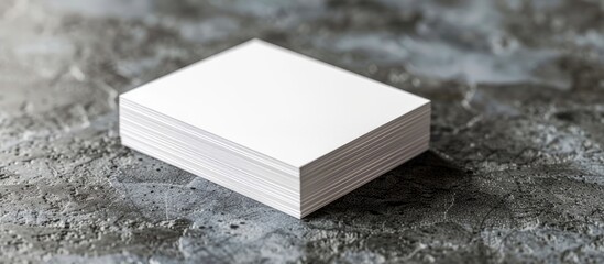 Poster - Close up image of blank business cards on a textured grey table perfect for design mockup with copy space image