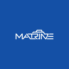 Sticker - Marine ship text typography logo.