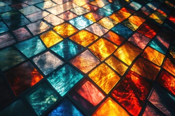 Wall Mural - Close-up of Multicolored Stained Glass Window