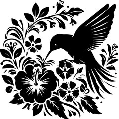 Naklejka na meble majestic Hummingbirds & Flowers silhouette, vector, clipart, nature, abstract illustration 13