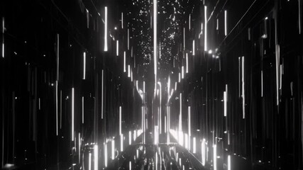Poster - abstract futuristic digital background with glowing vertical lines light effects in dark technology science fiction smooth zoom in animation video