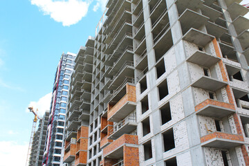 facades of skyscrapers in the city and the sky