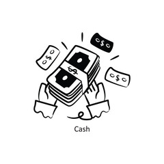 Cash vector outlineStyle Design Vector Stock illustration. 