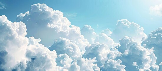 Canvas Print - Texture of a sunny and cloudy sky featuring fluffy white clouds on a blue background ideal for including text with a copy space image