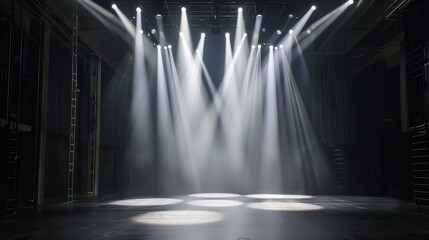 Aufkleber - Stage Lighting with Spotlights Casting Circular Beams