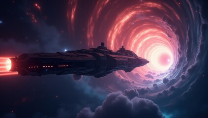 Wall Mural - Spaceship through wormhole