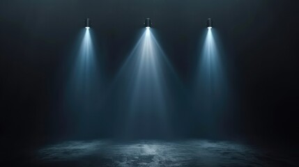 Aufkleber - Three Spotlights Illuminating a Dark Stage