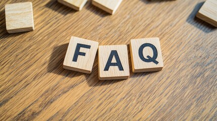 Canvas Print - Wooden blocks with FAQ text lying on a wooden surface