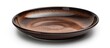© Ilgun - Brown ceramic plate with a dark brown rim placed alone on a white backdrop with a clipping path for copy space image