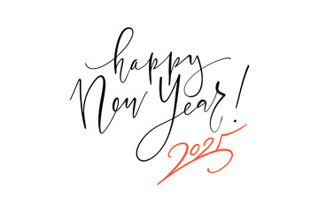 vector illustration. handwritten calligraphic brush lettering composition of happy new year 2025 on 
