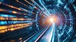 © bteeranan - Futuristic tunnel, abstract background, algorithm-driven transformation, network systems, digital reality, immersive experience, high-tech design, 3D effects